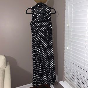 New York Style Black Long Polka Dot Dress
